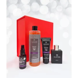 Gift Box z pudełkiem męski 728: perfumy Premium + olejek pod prysznic + olejek do brody + krem do rąk + pudełko-odp.Hugo Boss Boss Bottled