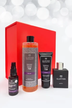 Gift Box z pudełkiem męski 728: perfumy Premium + olejek pod prysznic + olejek do brody + krem do rąk + pudełko-odp.Hugo Boss Boss Bottled